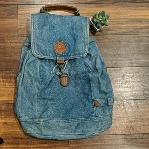 vintage denim backpack
